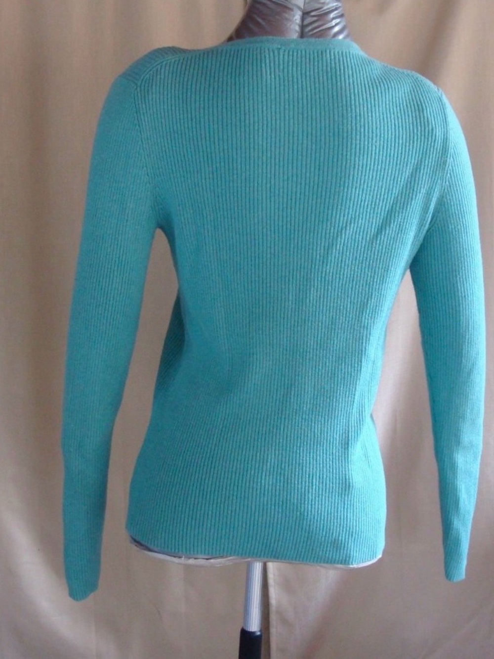 Moda Teal Ribbed Henley Scoop Neck Sweater - Picture 2 of 2